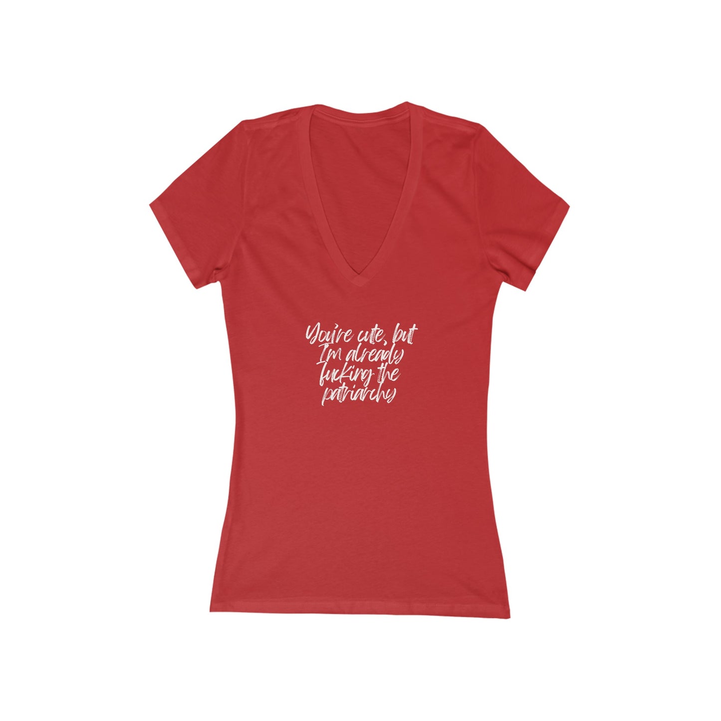 Women's Jersey Short Sleeve Deep V-Neck Tee - Fucking the Patriarchy